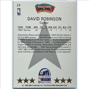 1990-91 NBA Hoops All Star Weekend Miami Feb 9-11 1990 Card - David Robinson # 24