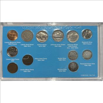 U.S. Mint Twentieth Century Penny Nickel Dime Collection Including Silver Coins