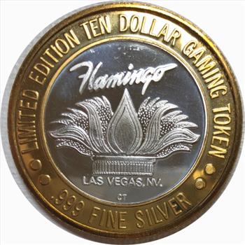 Silver Strike!  Limited Edition $10 Silver Gaming Token - 1994 Flamingo Las Vegas  - .999 Fine Silver