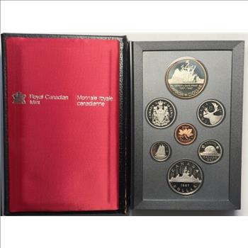 *1987 Canada Royal Mint Proof Set with Silver Dollar - Beautifully Doubled Boxed with COA - 7 Coins