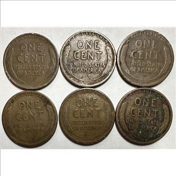 >(6) U.S. Lincoln Wheat Cents - 1910, 1912, 1913, 1917-D, 1918 and 1920 - 6 Early Dated Cents