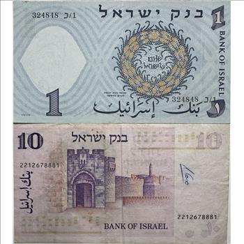 >Israel Crisp 1 and 10 Pounds Notes - 2 Beautifully Illustrated Notes - Walks of Life and Portrait of Montefiore