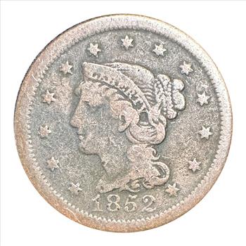 >1852 U.S. Braided Hair One Cent