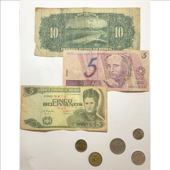 Assorted Central and South American Currency and Coins