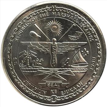 1988 Republic of the Marshall Islands Space Shuttle Discovery $5 Commemorative Coin in Educational Tri-Fold