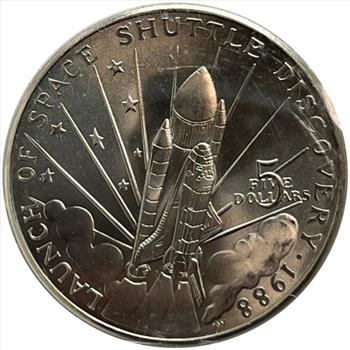 1988 Republic of the Marshall Islands Space Shuttle Discovery $5 Commemorative Coin in Educational Tri-Fold