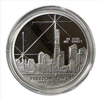 Freedom Tower Commemorative One Dollar Coin and COA .999 Pure Silver Recovered From Ground Zero 
