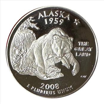 >2008-S U.S. Silver Proof State Quarter Honoring Alaska - The Great Land!