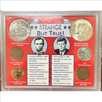 * Lincoln & Kennedy Strange But True 6 Coin Set - Including 1969-D Silver Kennedy Half