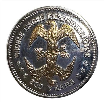 1985 American Flag Bicentennial 200th Anniversary Double Eagle Commemorative Token - Silver Layered Along with Gold Layered