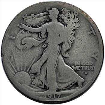 1917-S U.S. Silver Walking Liberty Half Dollar - Mint Mark on Obverse