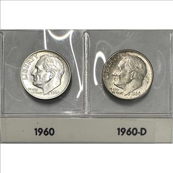 1960 (P&D) U.S. Silver Roosevelt Dimes - 2 Silver Coins!