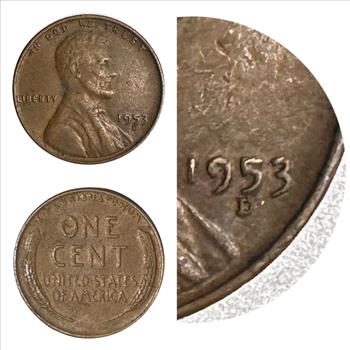 1953-D U.S. Lincoln Wheat Cent, Mint Mark Almost Touching the 5 in Date