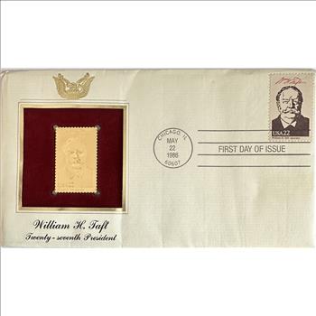 1986 William H Taft, Gold Replica Stamp - First Day Issue