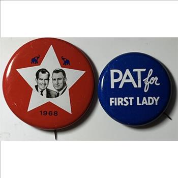 * Vintage 1972 Reproductions - Nixon Political Pins - 1968  Richard Nixon/Agnew  & Pat for 1st Lady