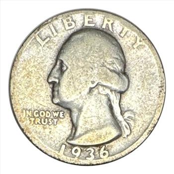 1936-D U.S. Silver Washington Quarter- Key Date