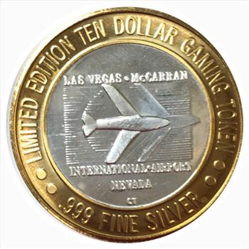 # Silver Strike!  Collector's Series $10 Silver Gaming Token - McCarran Slots Las Vegas Nevada  - .999 Fine Silver