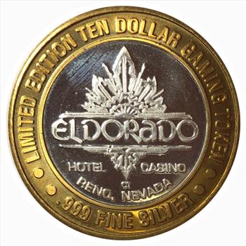 Silver Strike!  Collector's Series $10 Silver Gaming Token -Eldorado Reno Nevada - .999 Fine Silver
