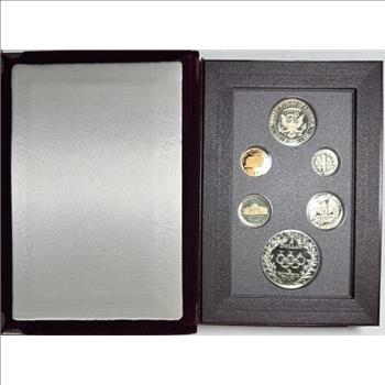 1988-S U.S. Mint Olympic Prestige Set - 6 Coins Including Silver Olympiad One Dollar - Stunning Set in Crimson Display Book!