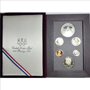 1988-S U.S. Mint Olympic Prestige Set - 6 Coins Including Silver Olympiad One Dollar - Stunning Set in Crimson Display Book!