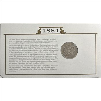 >1884 U.S. Silver Morgan Dollar-The U.S. Silver Dollar Collection With Stamp Honoring Cornerstone for Statue of Liberty Laid