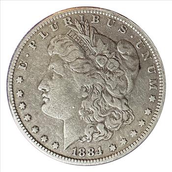 >1884 U.S. Silver Morgan Dollar-The U.S. Silver Dollar Collection With Stamp Honoring Cornerstone for Statue of Liberty Laid