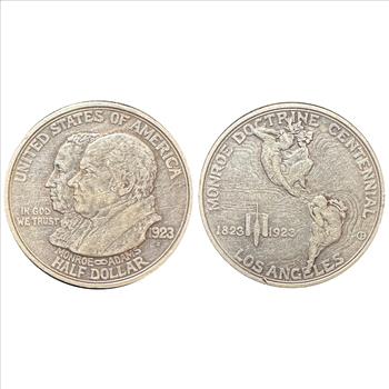>1923-S U.S. Silver Monroe Doctrine Centennial Half Dollar - Evenly