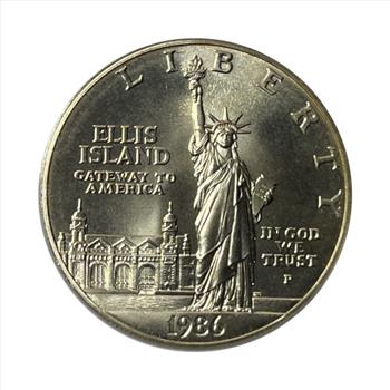 * 1986-P U.S. Silver Liberty Dollar - 1st Issued Statue of Liberty - Ellis Island Commemorative Dollar  - Boxed with COA