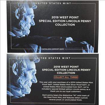 - 2019-W U.S. Proof West Point Special Edition Lincoln Penny Collection - COA - In Original U.S. Mint Cello Packaging