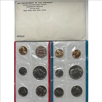 >1972 U.S. Mint Uncirculated Coin Set - 11 Coins and Mint Token in Original Government Packaging