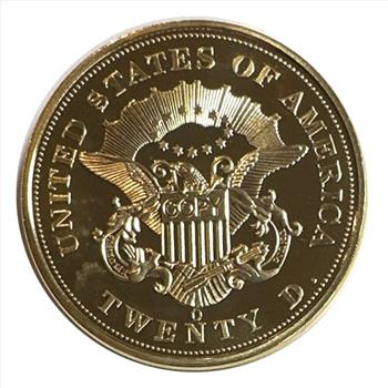 1861-O Double Eagle Replica 24k Gold Layered Archival Collection - Twenty Dollar Coin