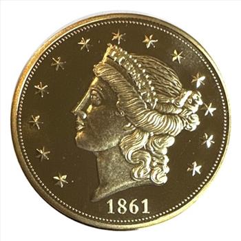 1861-O Double Eagle Replica 24k Gold Layered Archival Collection - Twenty Dollar Coin