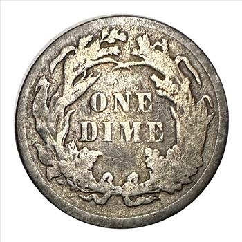 1887 U.S. Silver Seated Liberty One Dime, Full Liberty Shield, Type 5 Legend Obverse - Nice Detail