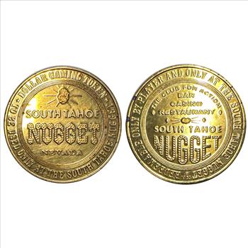 (2) Golden Gaming Tokens - The Beautiful Dunes Hotel and Country Club and South Tahoe Nugget!