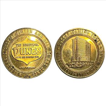 (2) Golden Gaming Tokens - The Beautiful Dunes Hotel and Country Club and South Tahoe Nugget!