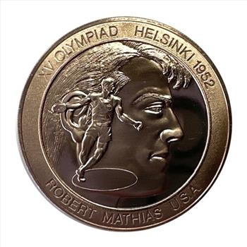 - 1952 Great Olympic Moments Collectible Bronze Token - Robert Mathias USA 1952 Decathlon Gold Medalist