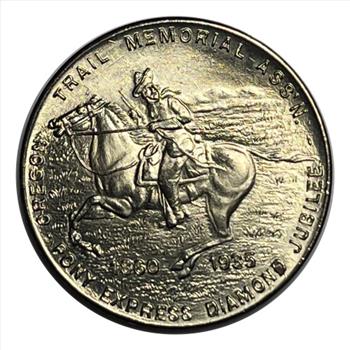 . 1860-1935 Pony Express Diamond Jubilee Lustrous Commemorative Medallion