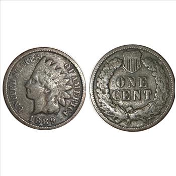 1850's U.S. Flying Eagle One Cent and 1889 Indian Head One Cent - 2 Early Dated Coins