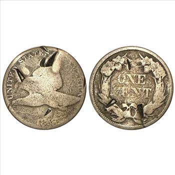 1850's U.S. Flying Eagle One Cent and 1889 Indian Head One Cent - 2 Early Dated Coins