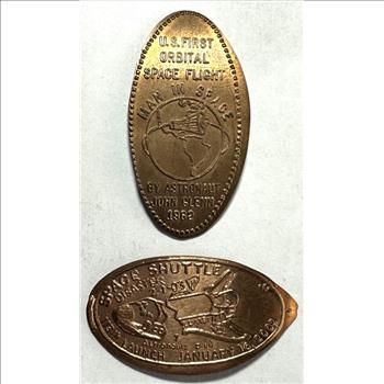 2 Elongated Cents - 1962 1st Orbital Space Flight on 1962-D Lincoln Cent and 2003 Space Shuttle Disaster