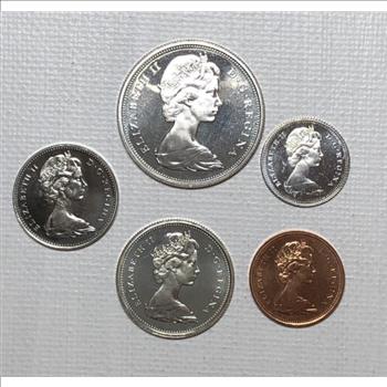 1967 Canada 5 Uncirculated Coins Commemorating 100th Anniversary of Canada - Includes 3 Silver Coins