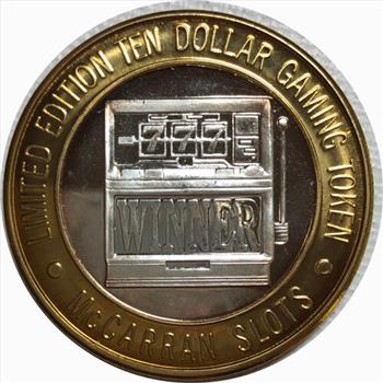 Silver Strike!  Limited Edition $10 Silver Gaming Token - McCarren International Airport Las Vegas - .999 Fine Silver