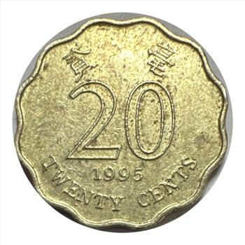 - 1995 Hong Kong 20 Cent Coin - Obverse - Bauhinia Orchid  - Scalloped With 12 Notches