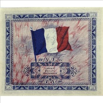 - 1944 France Cinq (5) Francs - Allied Military Currency - Very Crisp Note with Strong Color