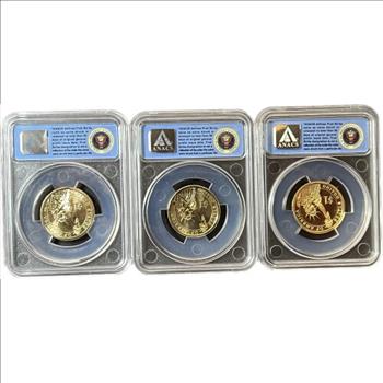 * 2011 (P,D & S) Set of 3 ANACS Certified MS67 & PR70 DCAM  Presidential $1 First Strike Coins - James Garfield