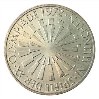 >1972-D Germany Silver Spiele Der XX Olympiade 10 Deutschemark Coin - Citius, Altius, Fortius on Coin Edge !