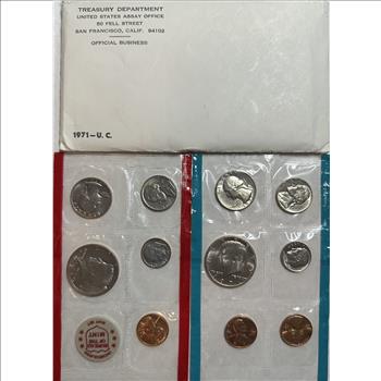 >1971 U.S. Mint Uncirculated Coin Set - 11 Coins and Mint Token in Original Government Packaging