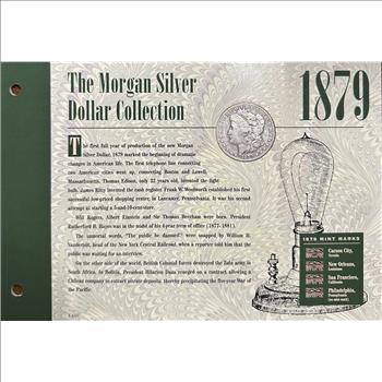 >1879-S U.S. Silver Morgan Dollar - The Morgan Silver Dollar Collection - Historic Events of the Time and COA
