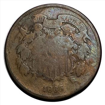 * 1865 U.S. Shield Two Cent Coin - Beautifully Toned