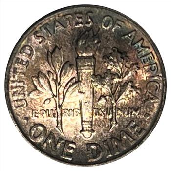 1964 U.S. Silver Roosevelt Dime - Nice Deep Purple Toning